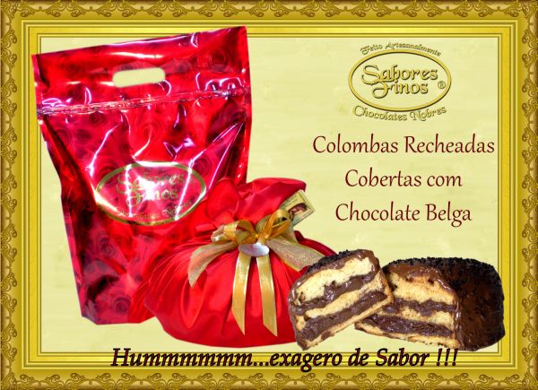 Colombas Recheadas Cobertas com Chocolate Belga  1Kg.